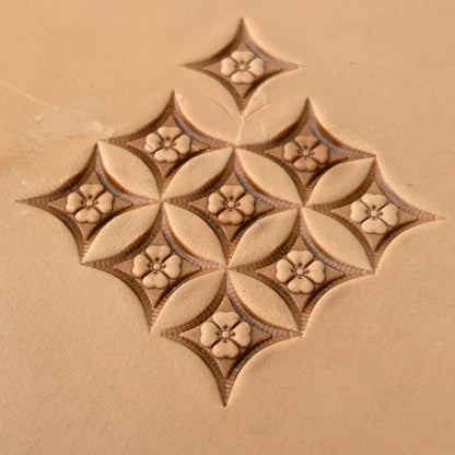 Floral Tiles Geometric leather stamp LT224 — pattern imprint on veg-tan leather