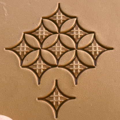 Geometric leather stamp LT226 — pattern imprint on veg-tan leather