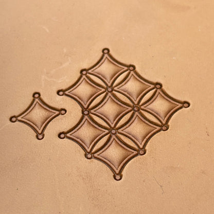 Overlapping Diamonds Geometric leather stamp LT227 — pattern imprint on veg-tan leather