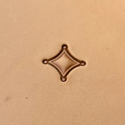 Overlapping Diamonds Geometric leather stamp LT227 — single impression on veg-tan leather