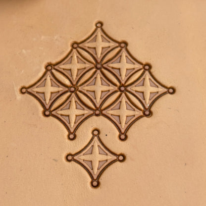 Geometric leather stamp LT228 — pattern imprint on veg-tan leather