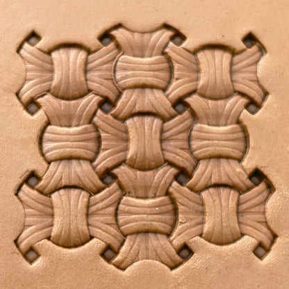 Interlocking Design leather stamp LT229 — pattern imprint on veg-tan leather