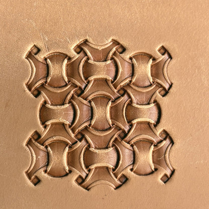 Basket Weave leather stamp LT230 — pattern imprint on veg-tan leather