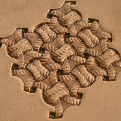 Basket Weave leather stamp LT231 — pattern imprint on veg-tan leather