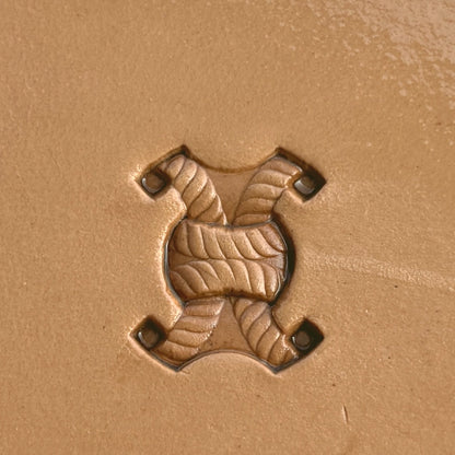 Basket Weave leather stamp LT231 — single impression on veg-tan leather