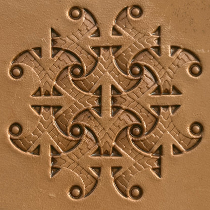 Abstract Scrollwork Motif leather stamp LT232 — imprint on natural veg-tan leather