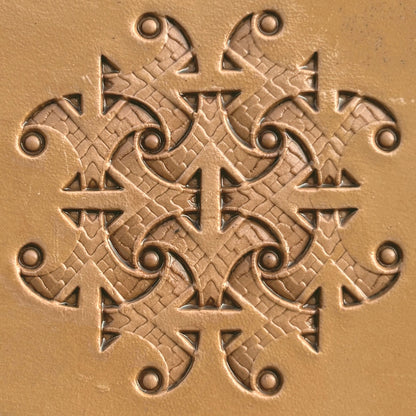 Abstract Scrollwork Motif leather stamp LT232 — imprint on natural veg-tan leather