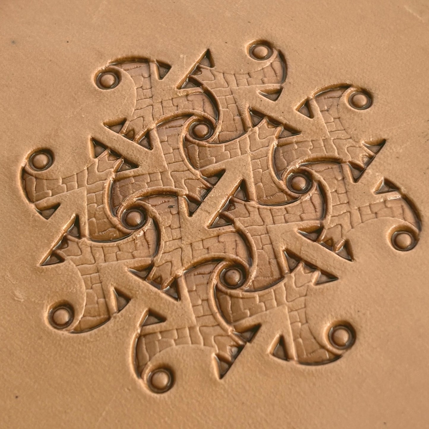 Abstract Scrollwork Motif leather stamp LT232 — pattern imprint on veg-tan leather