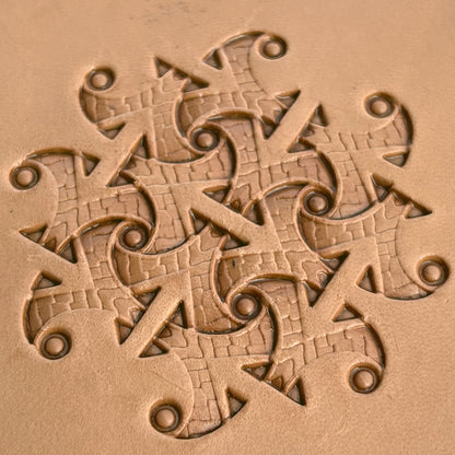 Abstract Scrollwork Motif leather stamp LT232 — single impression on veg-tan leather