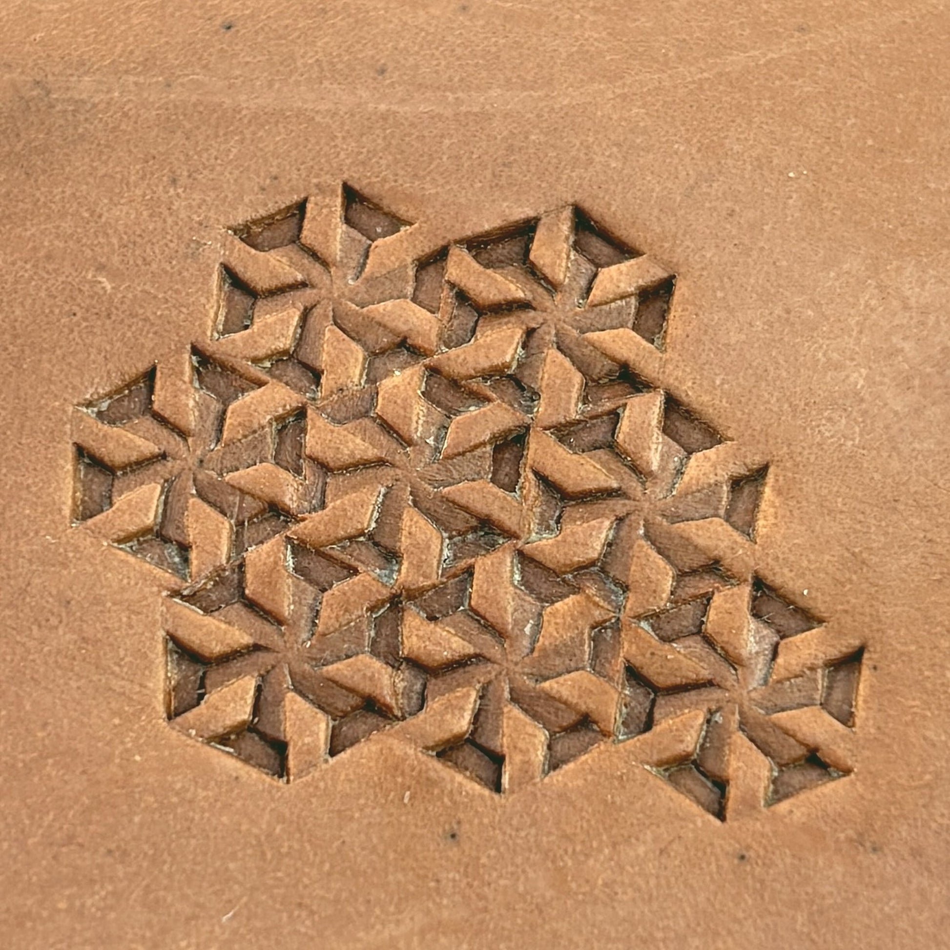 3D Cubes Geometric leather stamp LT233 — pattern imprint on veg-tan leather