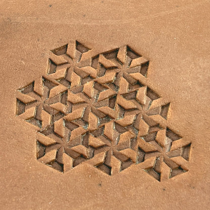3D Cubes Geometric leather stamp LT233 — pattern imprint on veg-tan leather