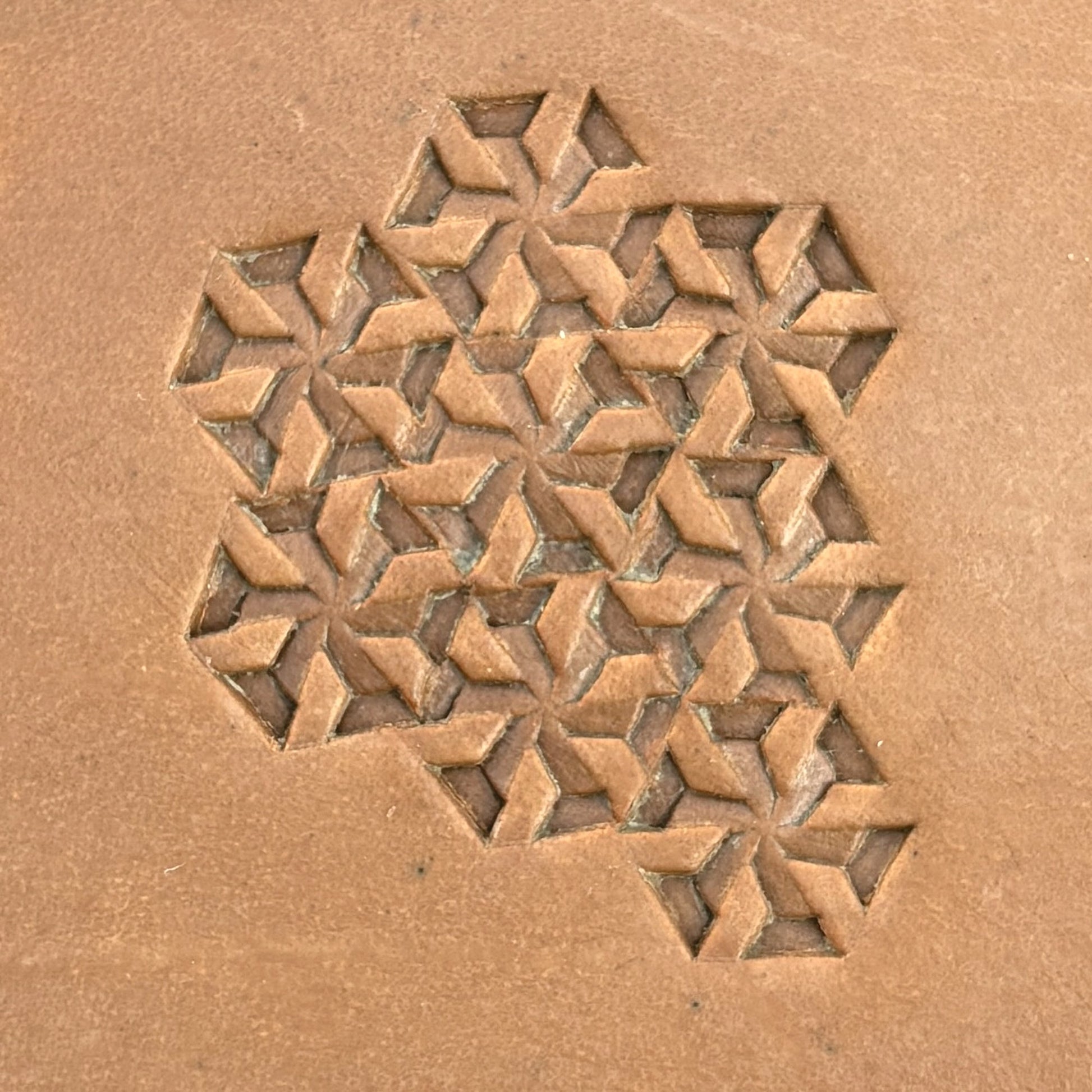 3D Cubes Geometric leather stamp LT233 — pattern imprint on veg-tan leather