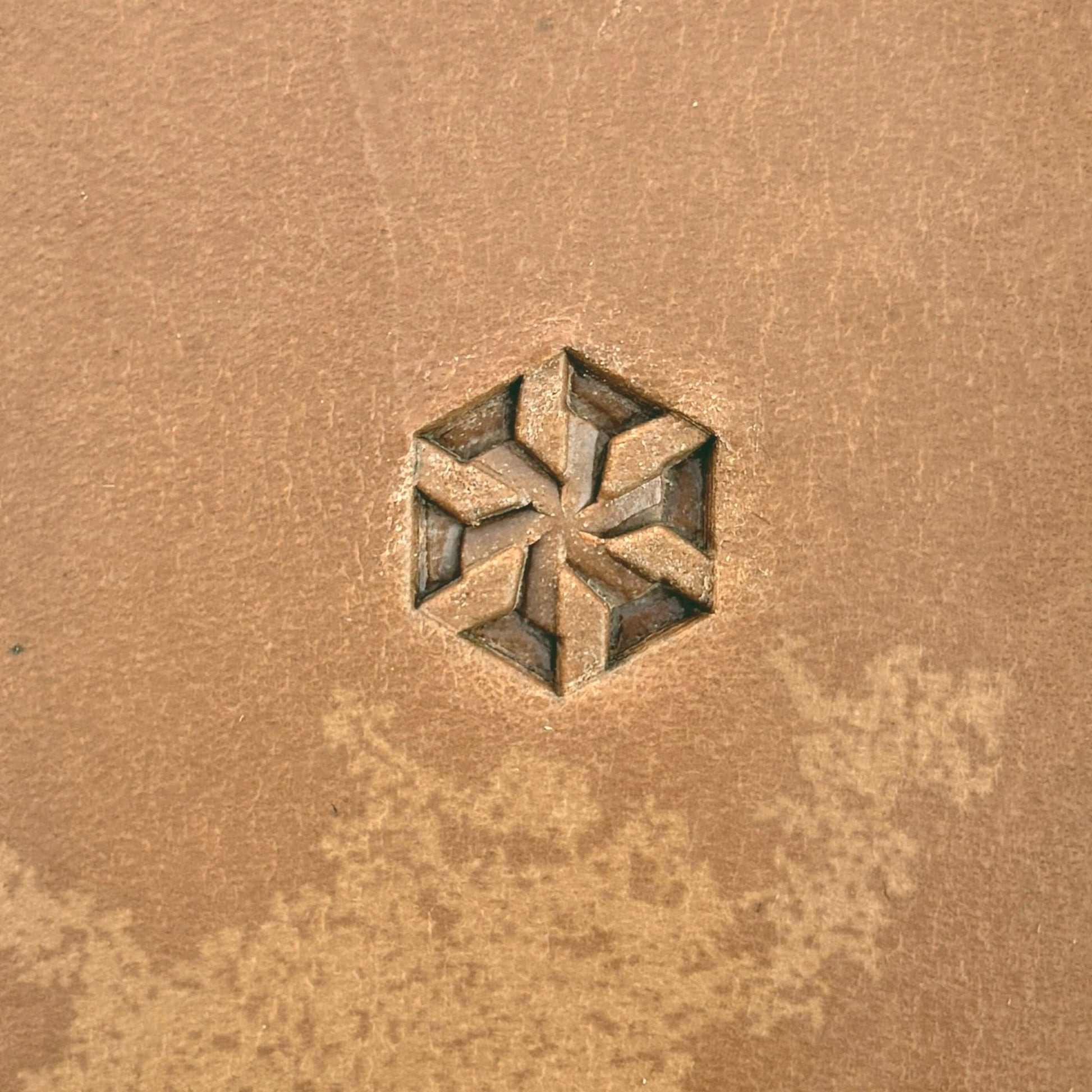 3D Cubes Geometric leather stamp LT233 — single impression on veg-tan leather