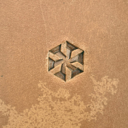 3D Cubes Geometric leather stamp LT233 — single impression on veg-tan leather