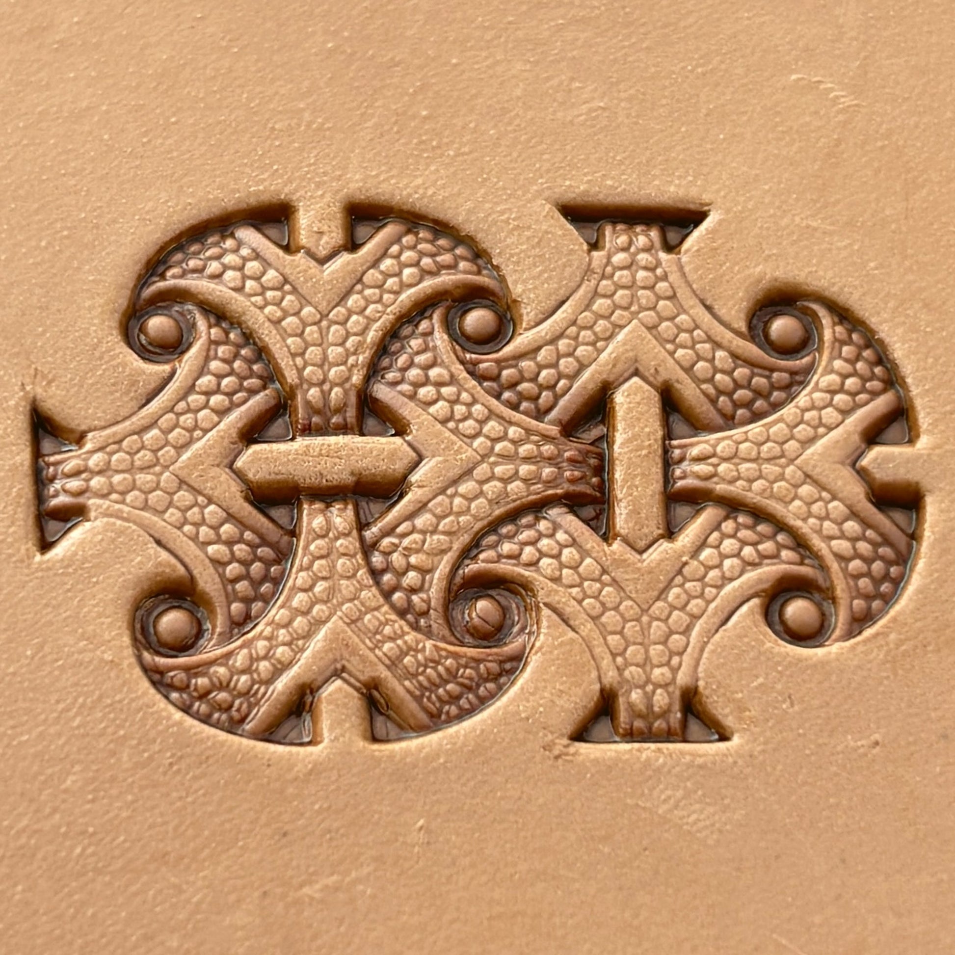 Celtic Cross Knot leather stamp LT234 — pattern imprint on veg-tan leather