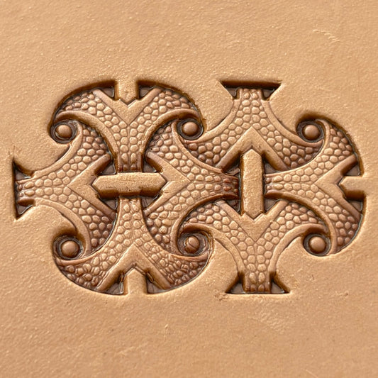 Celtic Cross Knot leather stamp LT234 — pattern imprint on veg-tan leather