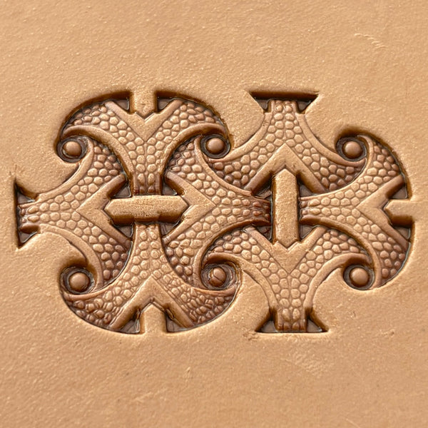 Celtic Cross Knot leather stamp LT234 — pattern imprint on veg-tan leather