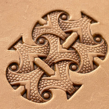 Celtic Cross Knot leather stamp LT234 — pattern imprint on veg-tan leather