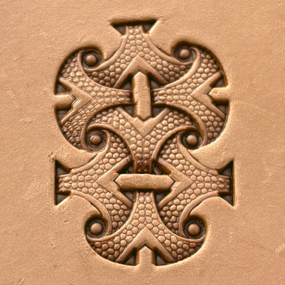 Celtic Cross Knot leather stamp LT234 — pattern imprint on veg-tan leather