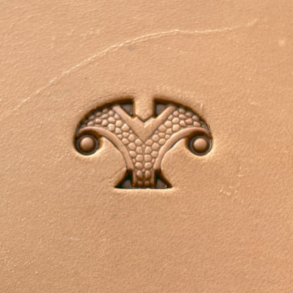 Celtic Cross Knot leather stamp LT234 — single impression on veg-tan leather