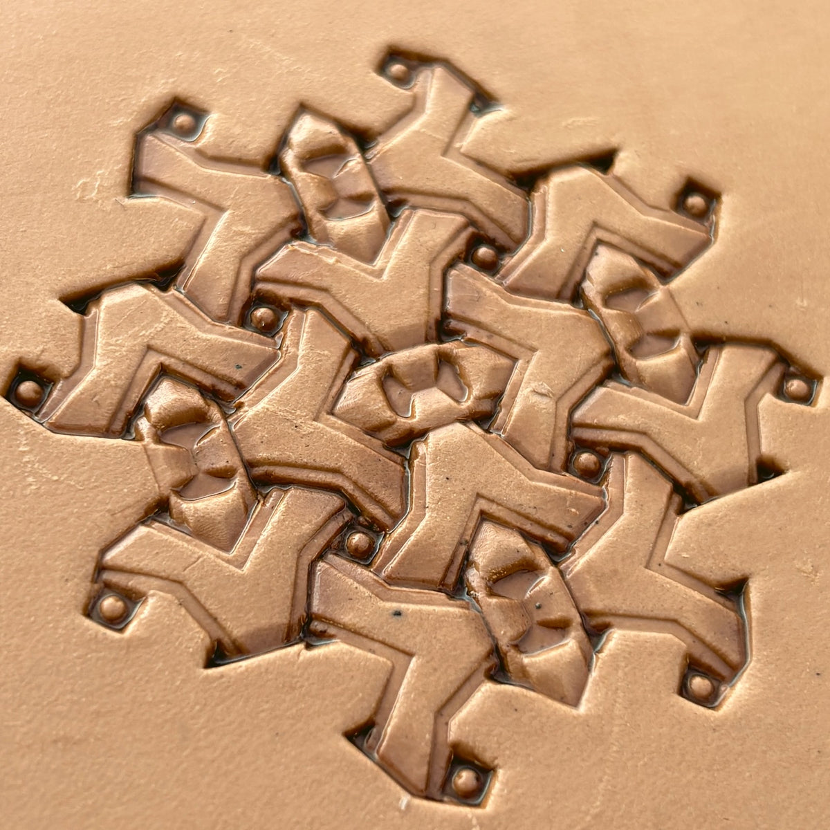 Snowflake Style Geometric leather stamp LT236 — pattern imprint on veg-tan leather