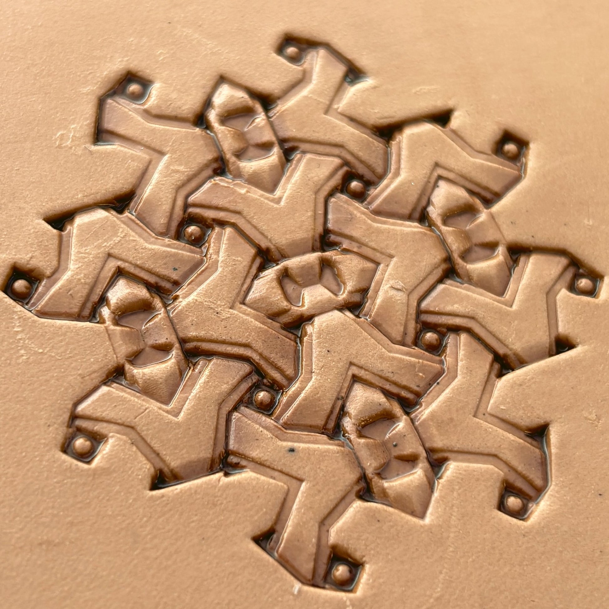 Snowflake Style Geometric leather stamp LT236 — pattern imprint on veg-tan leather