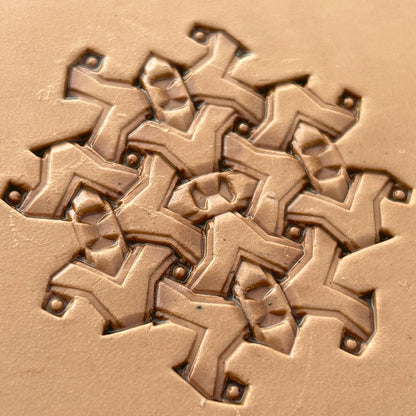 Snowflake Style Geometric leather stamp LT236 — pattern imprint on veg-tan leather