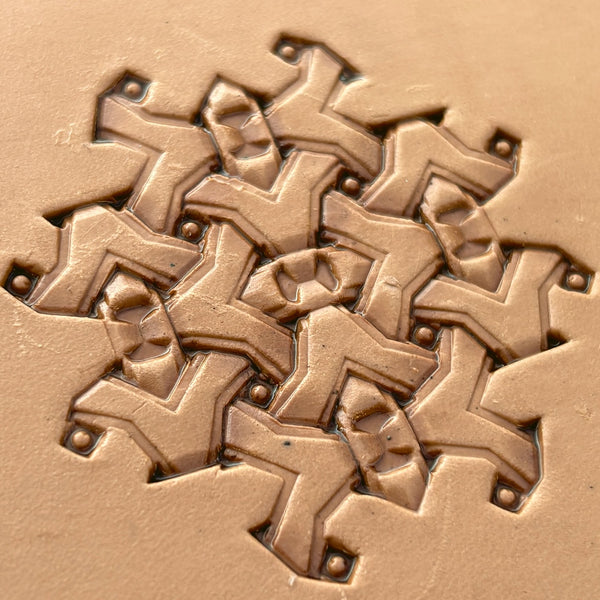 Snowflake Style Geometric leather stamp LT236 — pattern imprint on veg-tan leather