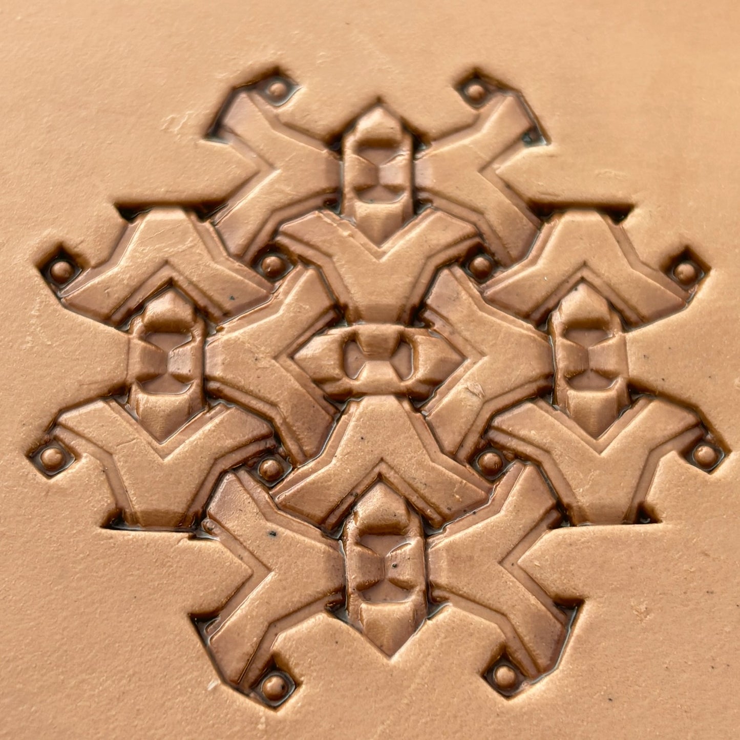Snowflake Style Geometric leather stamp LT236 — pattern imprint on veg-tan leather