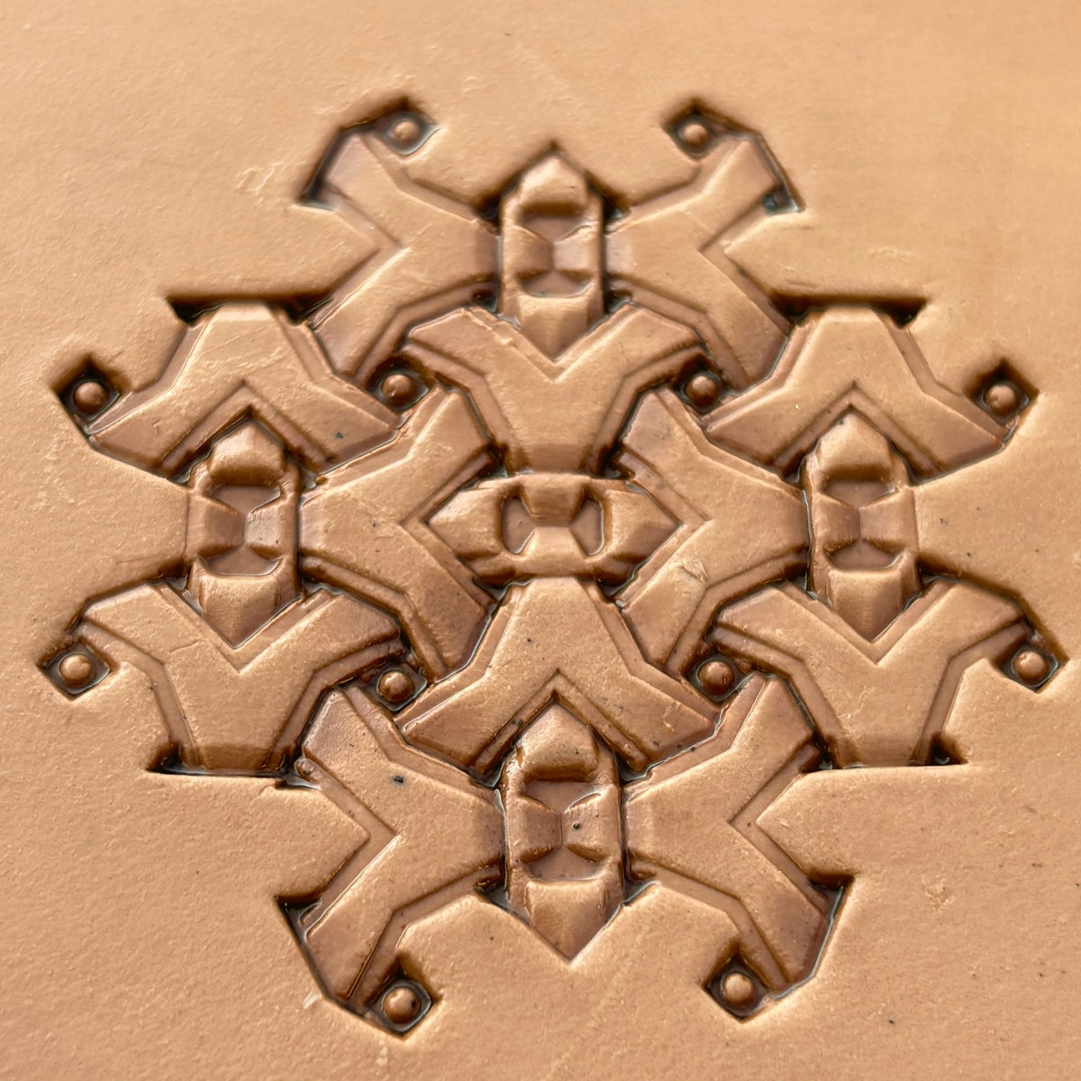 Snowflake Style Geometric leather stamp LT236 — pattern imprint on veg-tan leather