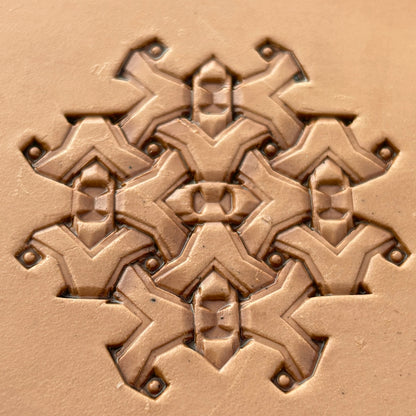 Snowflake Style Geometric leather stamp LT236 — pattern imprint on veg-tan leather
