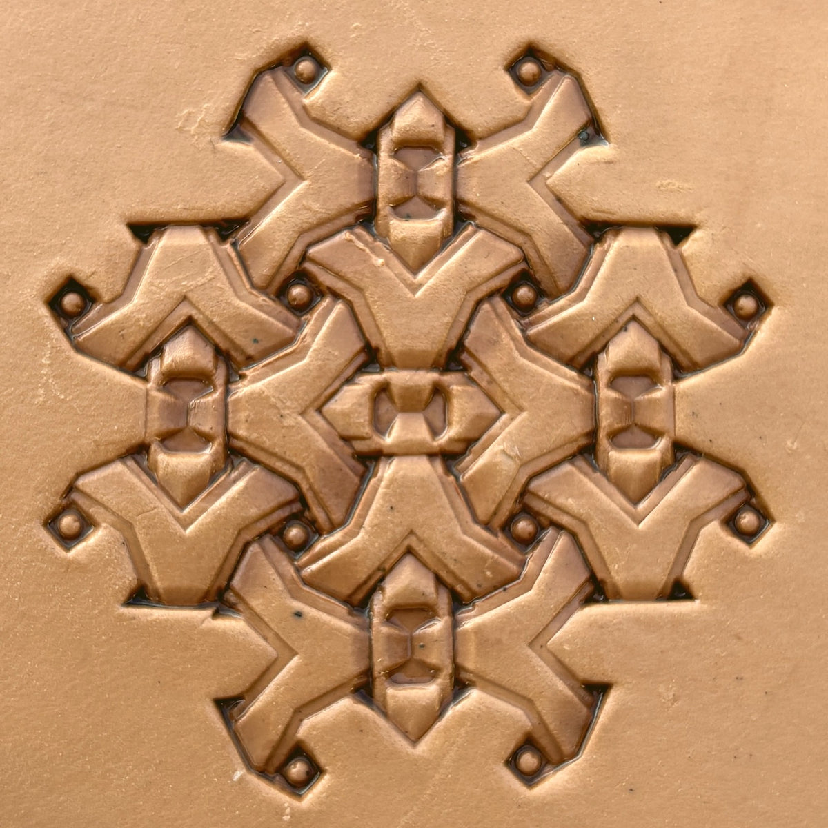 Snowflake Style Geometric leather stamp LT236 — pattern imprint on veg-tan leather