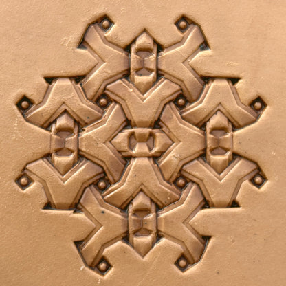 Snowflake Style Geometric leather stamp LT236 — pattern imprint on veg-tan leather