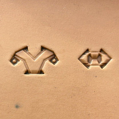 Snowflake Style Geometric leather stamp LT236 — pattern imprint on veg-tan leather
