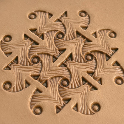 Geometric leather stamp LT237 — imprint on natural veg-tan leather