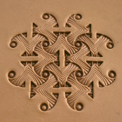 Geometric leather stamp LT237 — pattern imprint on veg-tan leather
