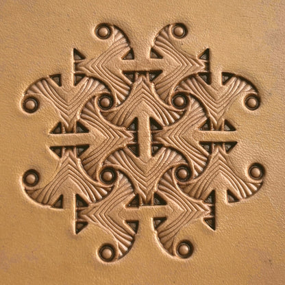 Geometric leather stamp LT237 — pattern imprint on veg-tan leather