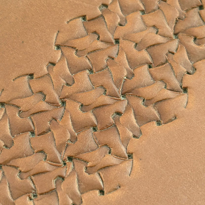 Interlocking Shapes Geometric leather stamp LT240 — pattern imprint on veg-tan leather