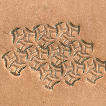 Interlock Shape Geometric leather stamp LT241 — pattern imprint on veg-tan leather