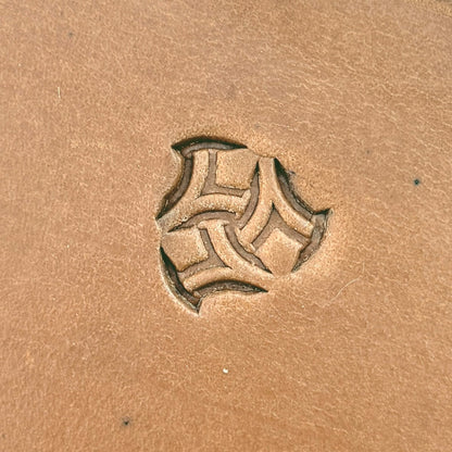 Interlock Shape Geometric leather stamp LT241 — single impression on veg-tan leather