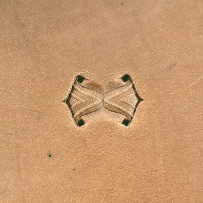 Motif Geometric leather stamp LT242 — single impression on veg-tan leather
