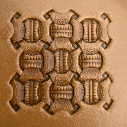 Geometric leather stamp LT246 — pattern imprint on veg-tan leather