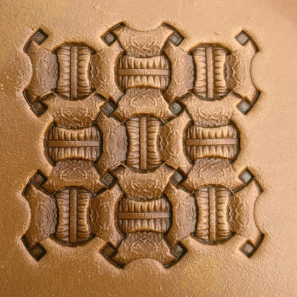 Geometric leather stamp LT246 — pattern imprint on veg-tan leather