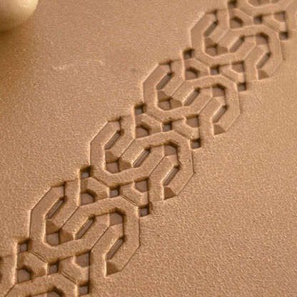 Geometric leather stamp LT258 — pattern imprint on veg-tan leather