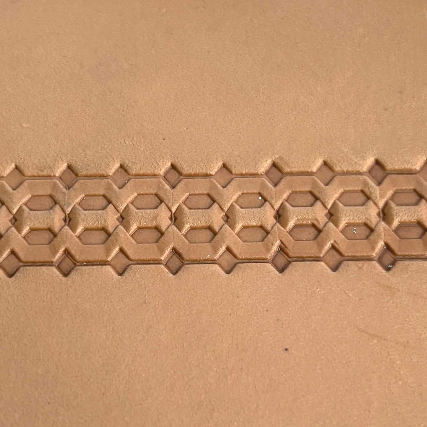 Geometric leather stamp LT259 — pattern imprint on veg-tan leather