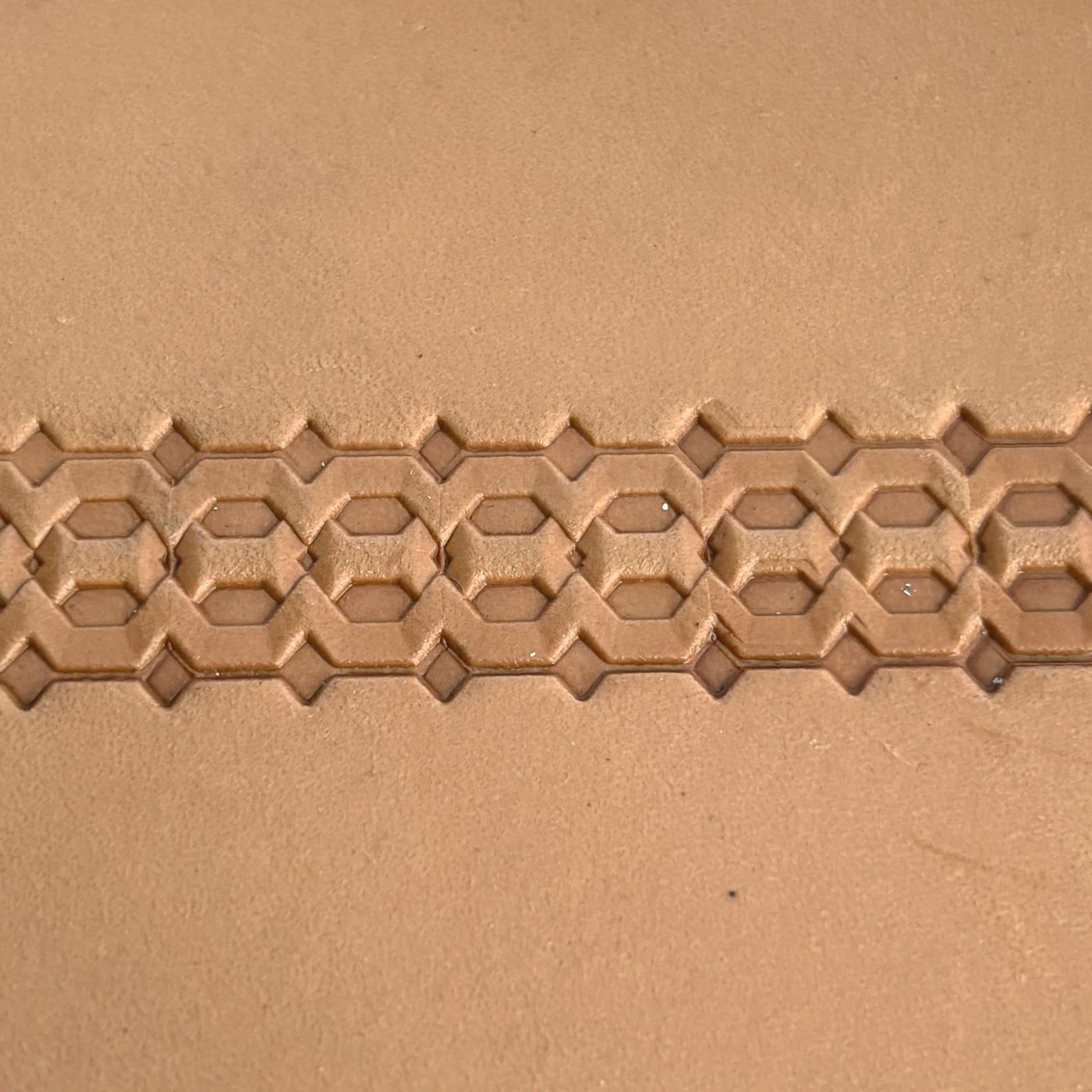 Geometric leather stamp LT259 — pattern imprint on veg-tan leather