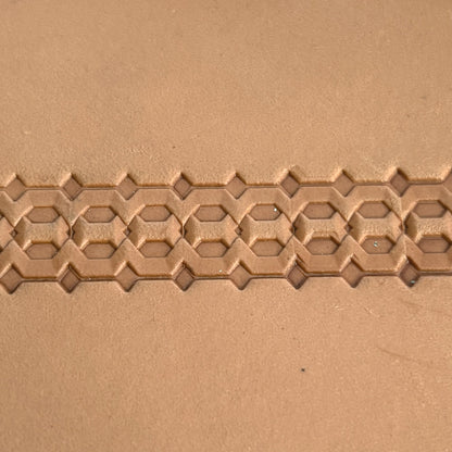 Geometric leather stamp LT259 — pattern imprint on veg-tan leather