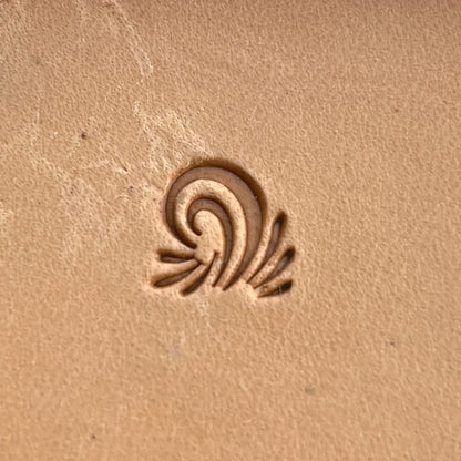 Geometric leather stamp LT263 — single impression on veg-tan leather