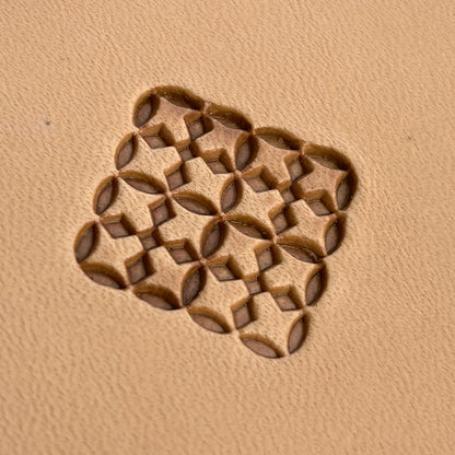 Geometric leather stamp LT265 — single impression on veg-tan leather