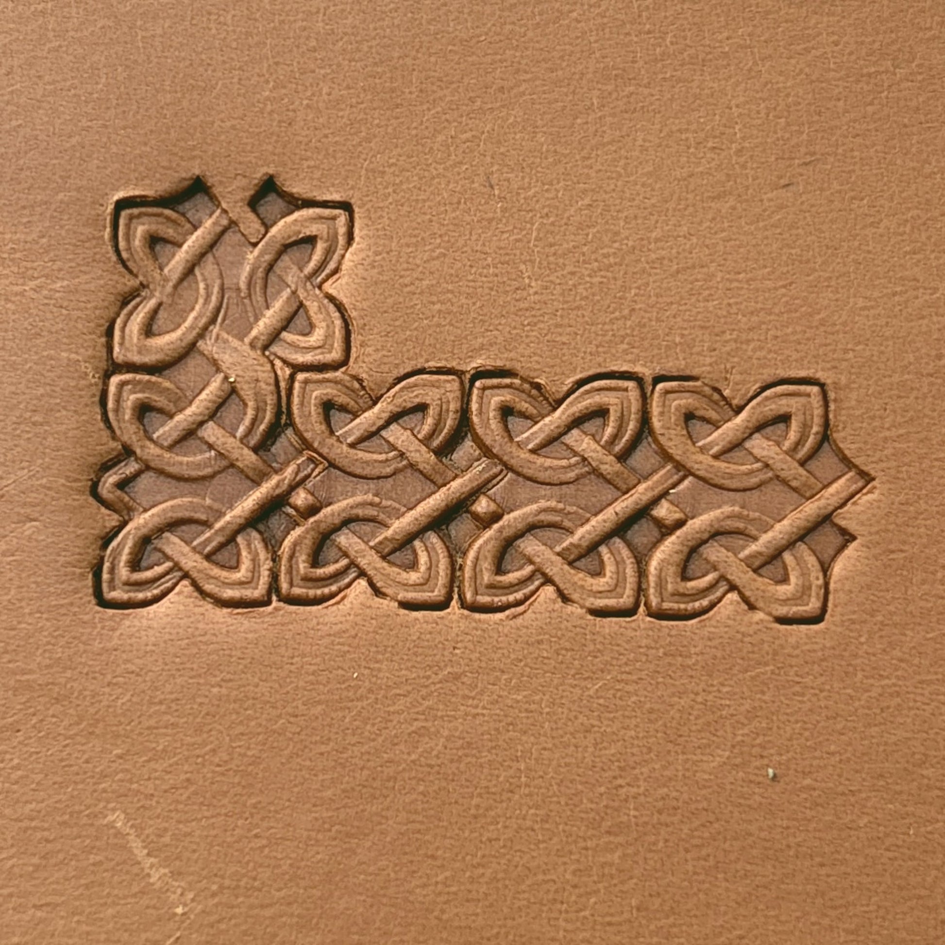 Celtic Knot leather stamp LT266 — pattern imprint on veg-tan leather